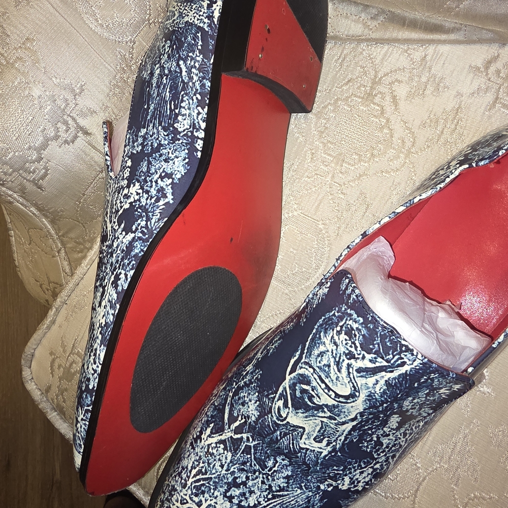 Stylish Blue and Red Patterned Loafers